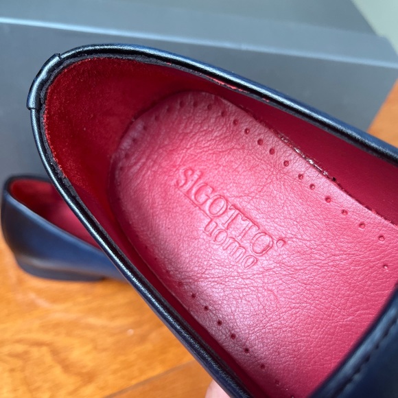 NWB Sigotto Uomo Men's Slip On Blue Leather Dress Shoes Style 3723 - Picture 9 of 11